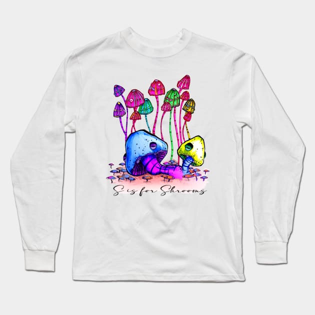 S is for Shrooms Long Sleeve T-Shirt by CoalCanaryDesigns